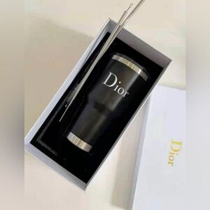 Dior Stainless Steel Thermos w Stainless Steel Straw NEW/SEALED in Couture Box